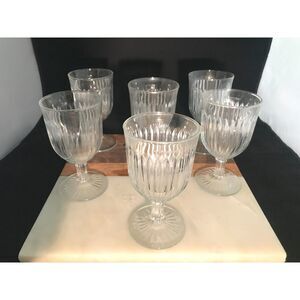 KIG Indonesia Stemware: set of 6 Goblets Art Deco  w Striking Vertical Lines